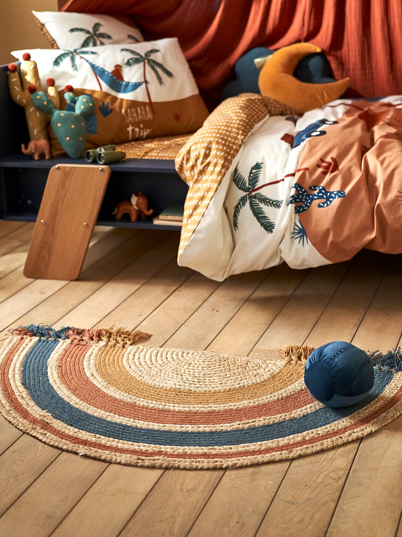 Tapis en jute Arc-en-ciel WILD SAHARA bleu / multicolore