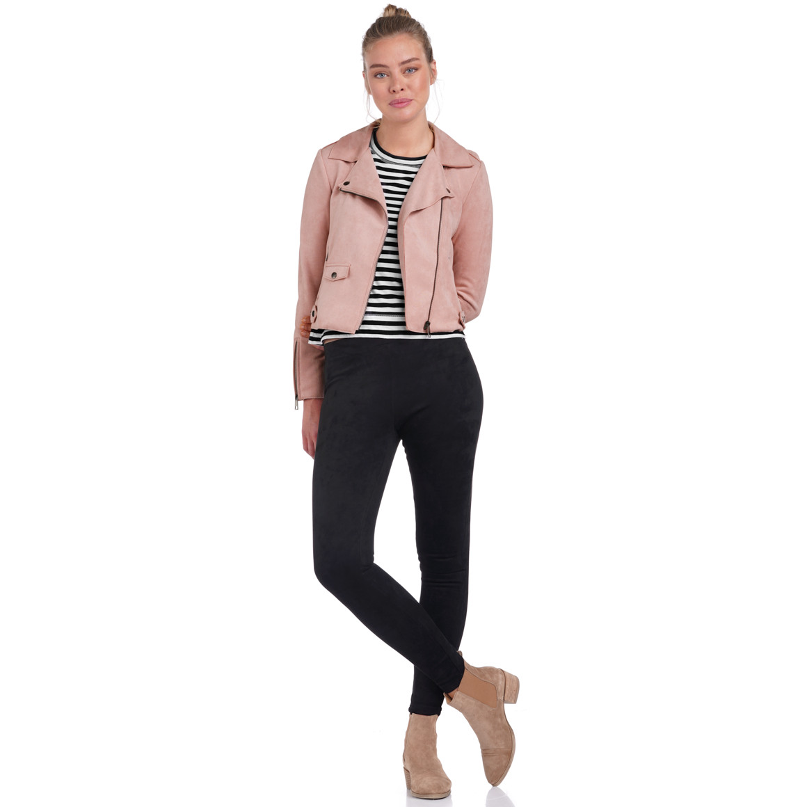 Damen Velours-Bikerjacke mit Reißverschluss