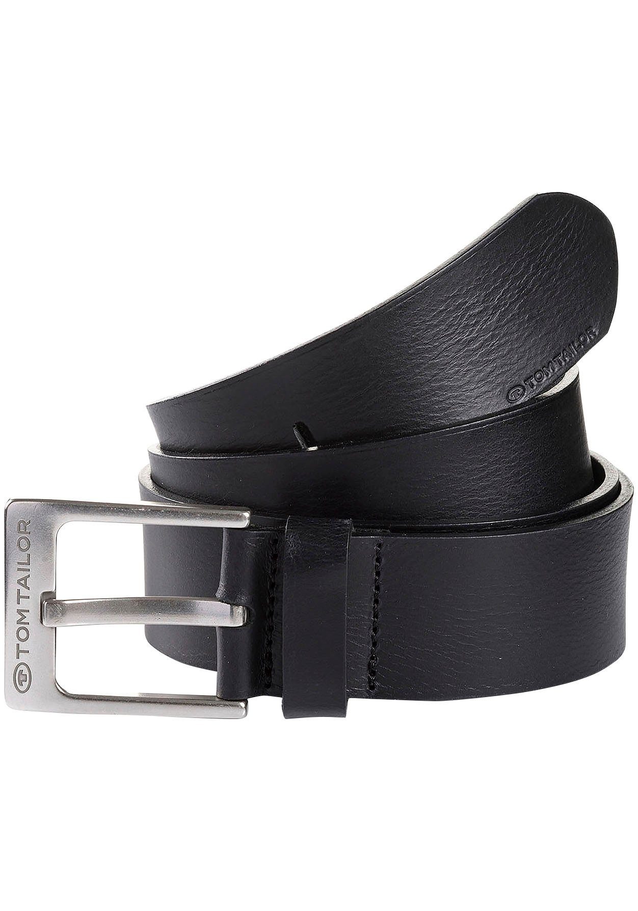 TOM TAILOR Ledergürtel TTCALVIN Rustialer Look, Schließe silberfarben