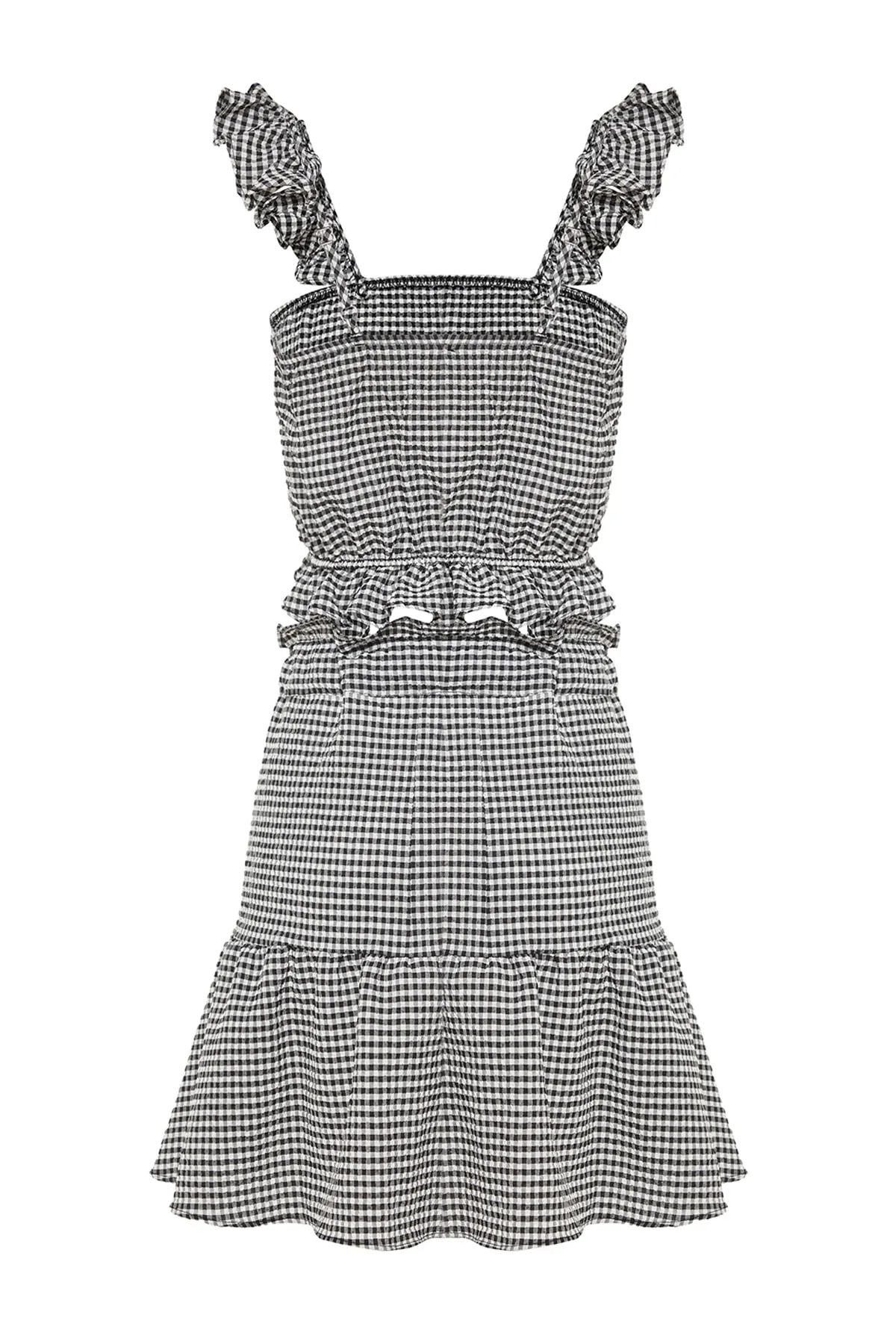 Trendyol Collection  Blusen-Rock-Set mit gewebten Rüschen und Gingham-Struktur TBESS23AU00160