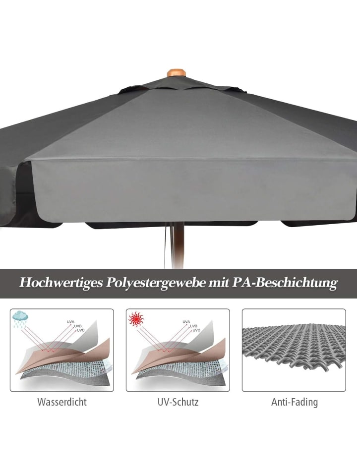 COSTWAY Sonnenschirm Ø300cm in Grau günstig kaufen onesize