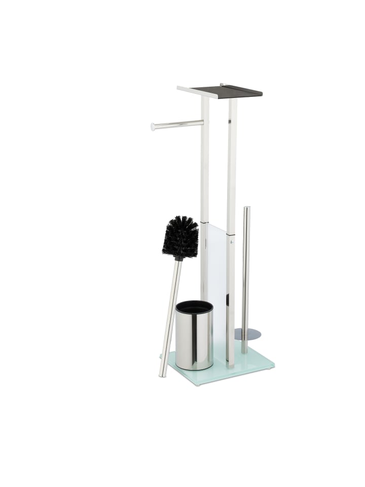 relaxdays WC Garnitur in Silber - (B)24 x (H)66 x (T)18 cm günstig kaufen onesize