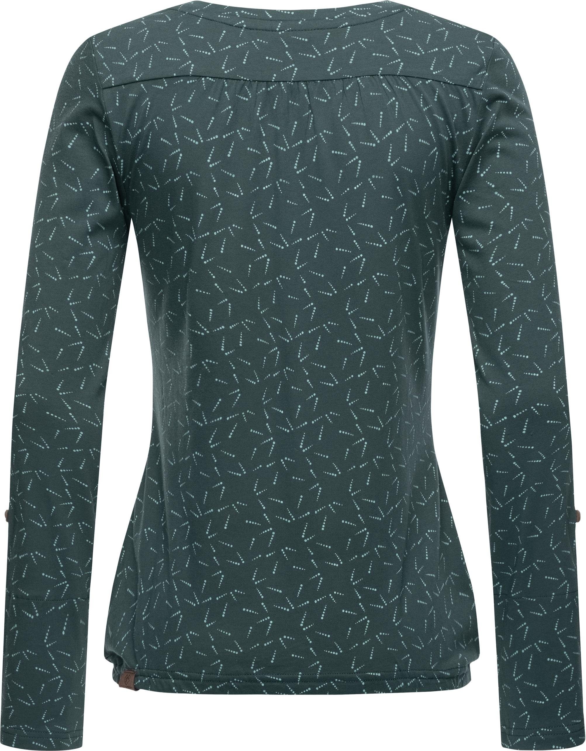 Ragwear Langarmshirt Pinchi Dots Stylisches Damen Longsleeve mit Knöpfen