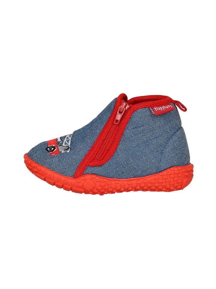 Playshoes Hausschuh Feuerwehr in Jeansblau günstig kaufen