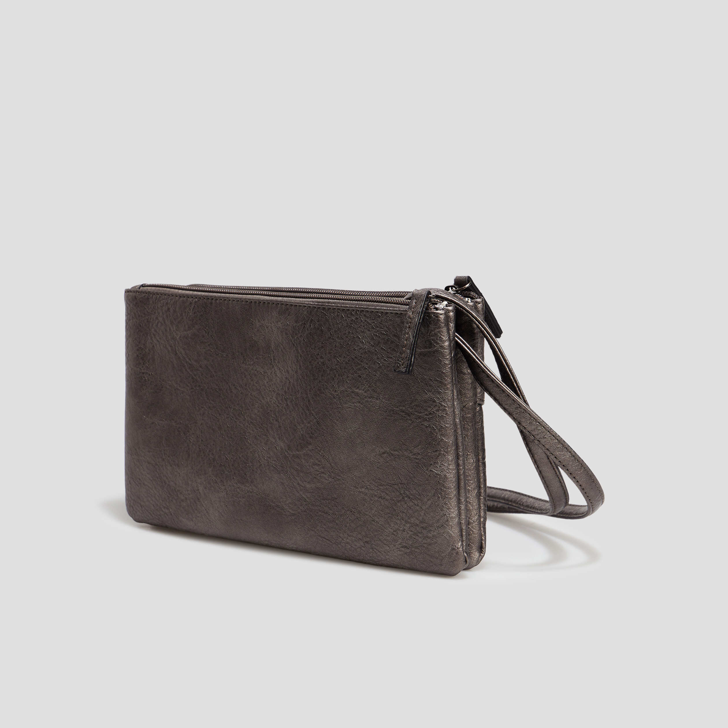 Sac bandoulière métallisé gris foncé femme | La Halle