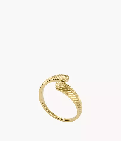 Fossil Ring Harlow Linear Texture Edelstahl offen goldfarben
