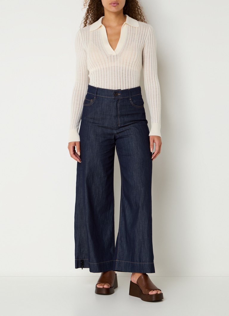Jean MaxMara Estra taille haute à jambes larges, délavage foncé
