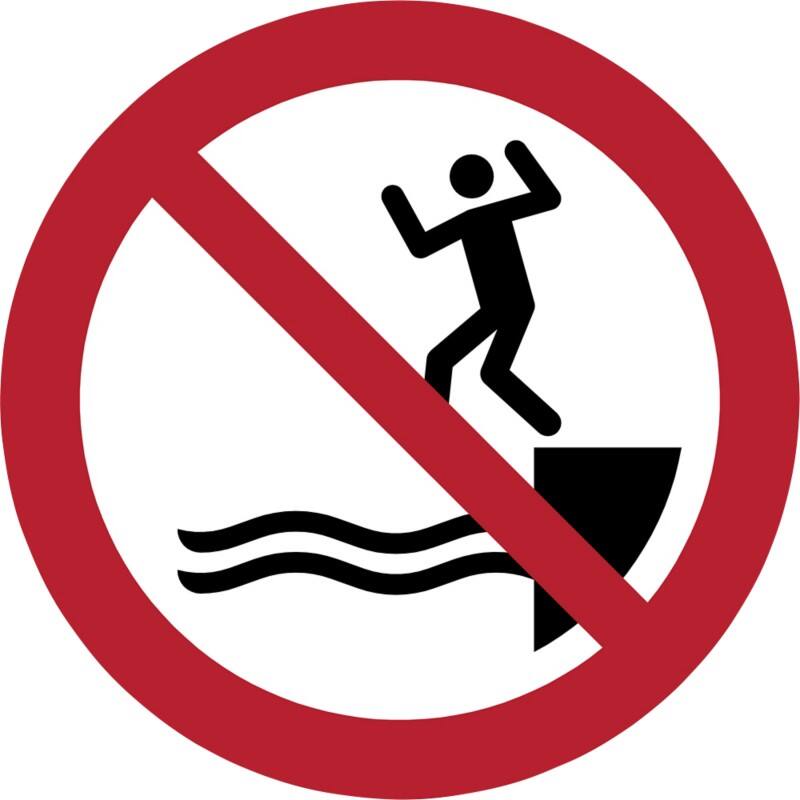 Djois Warnschild Ins Wasser springen verboten Klebstoff, einschraubbar PP (Polypropylen) 10 (B) x 0,14 (H) cm 3 Stück