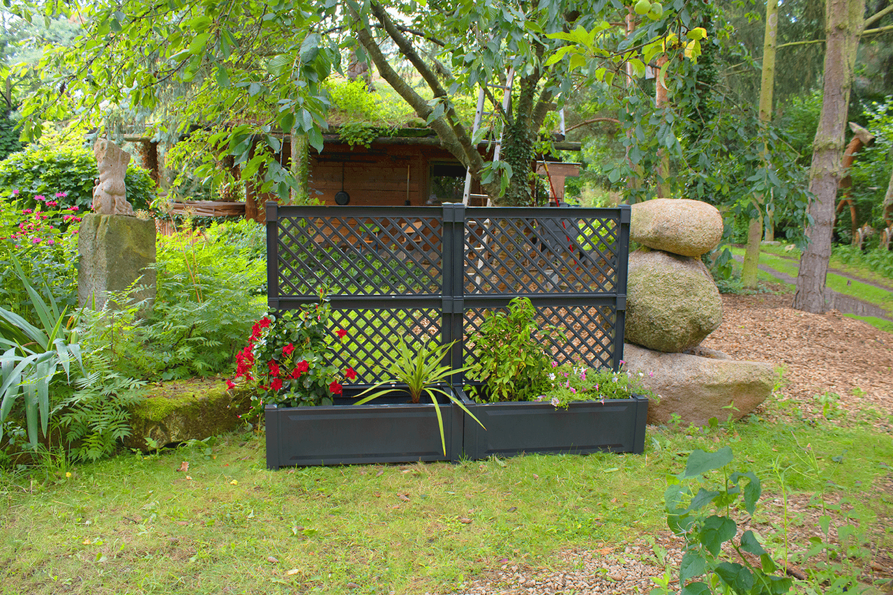 KHW KHW Pflanzkasten groß mit Spalier (2-tlg.) 100 cm anthrazit - 2er Set