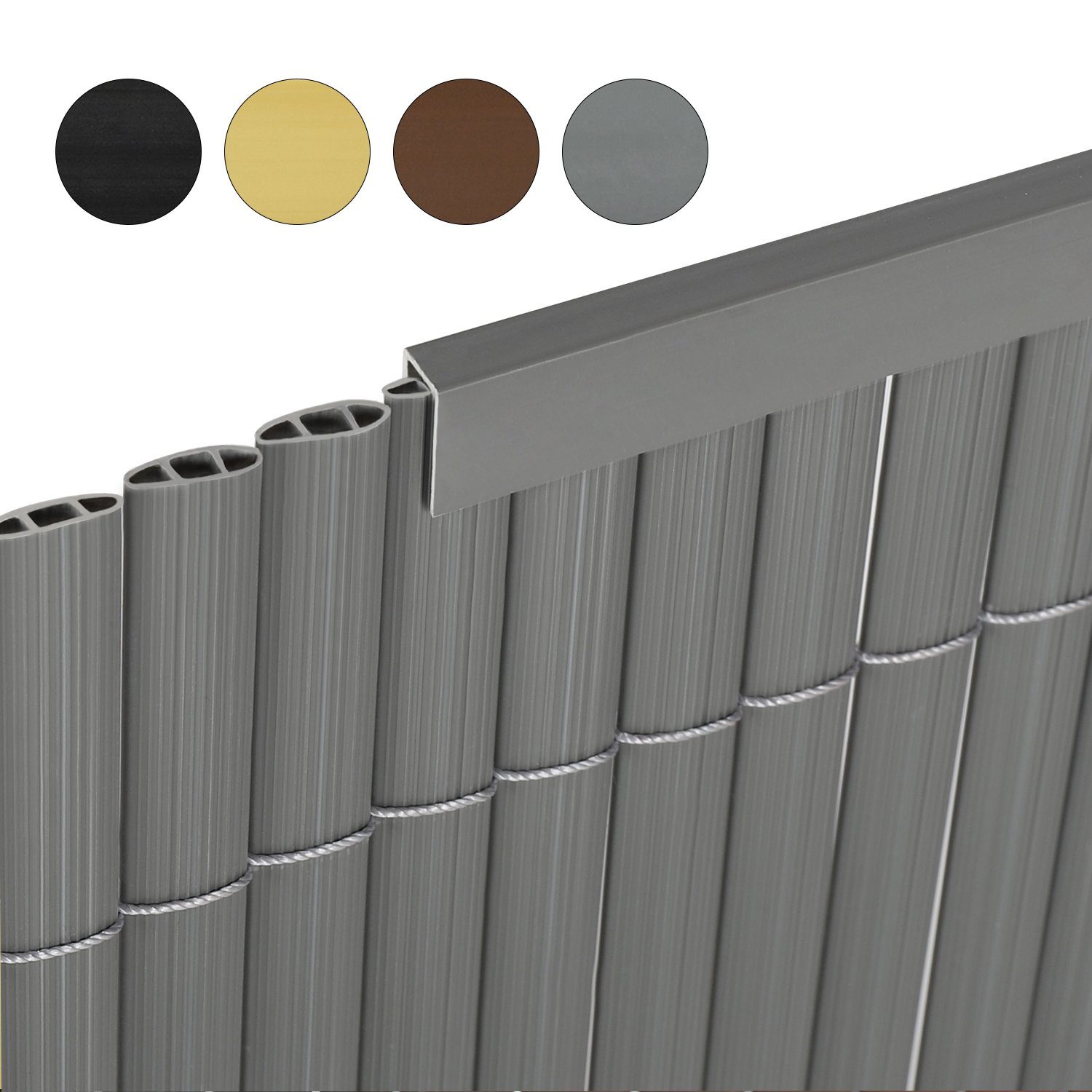 Sekey Balkonsichtschutz PVC Abschlussleiste Abdeckprofil für Sichtschutzmatten, 5 x 1 m Länge Sichere Befestigung und Kantenverstärkung der PVC Sichtschutzmatte