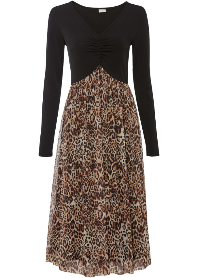 Midikleid mit Mesh-Rock