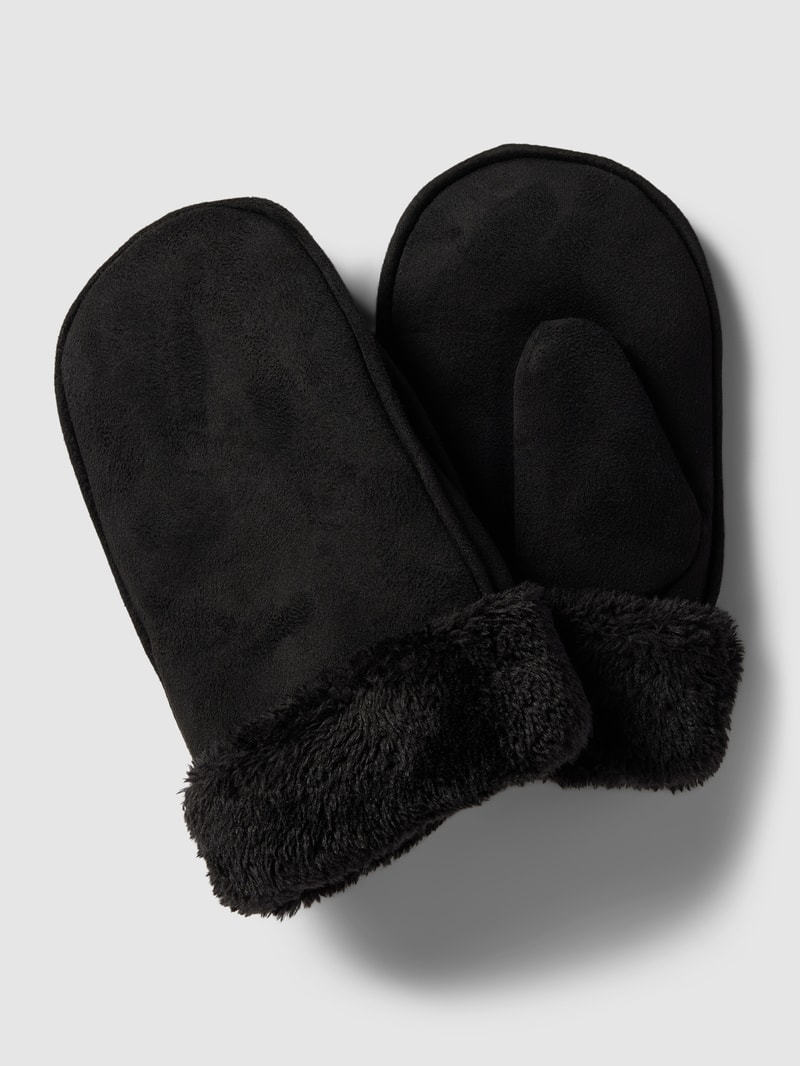 Handschuhe mit breitem Umschlag in schwarz