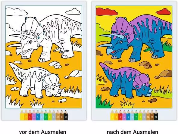 CreArt Malen nach Zahlen ab 5: Dinosaurier