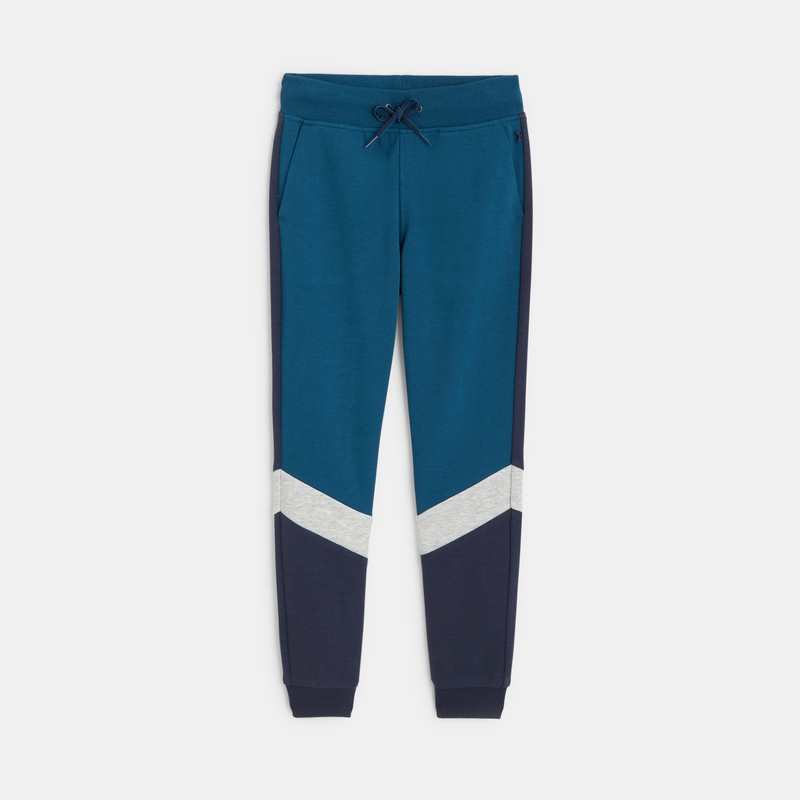 Jogging en molleton colorblock bleu garçon