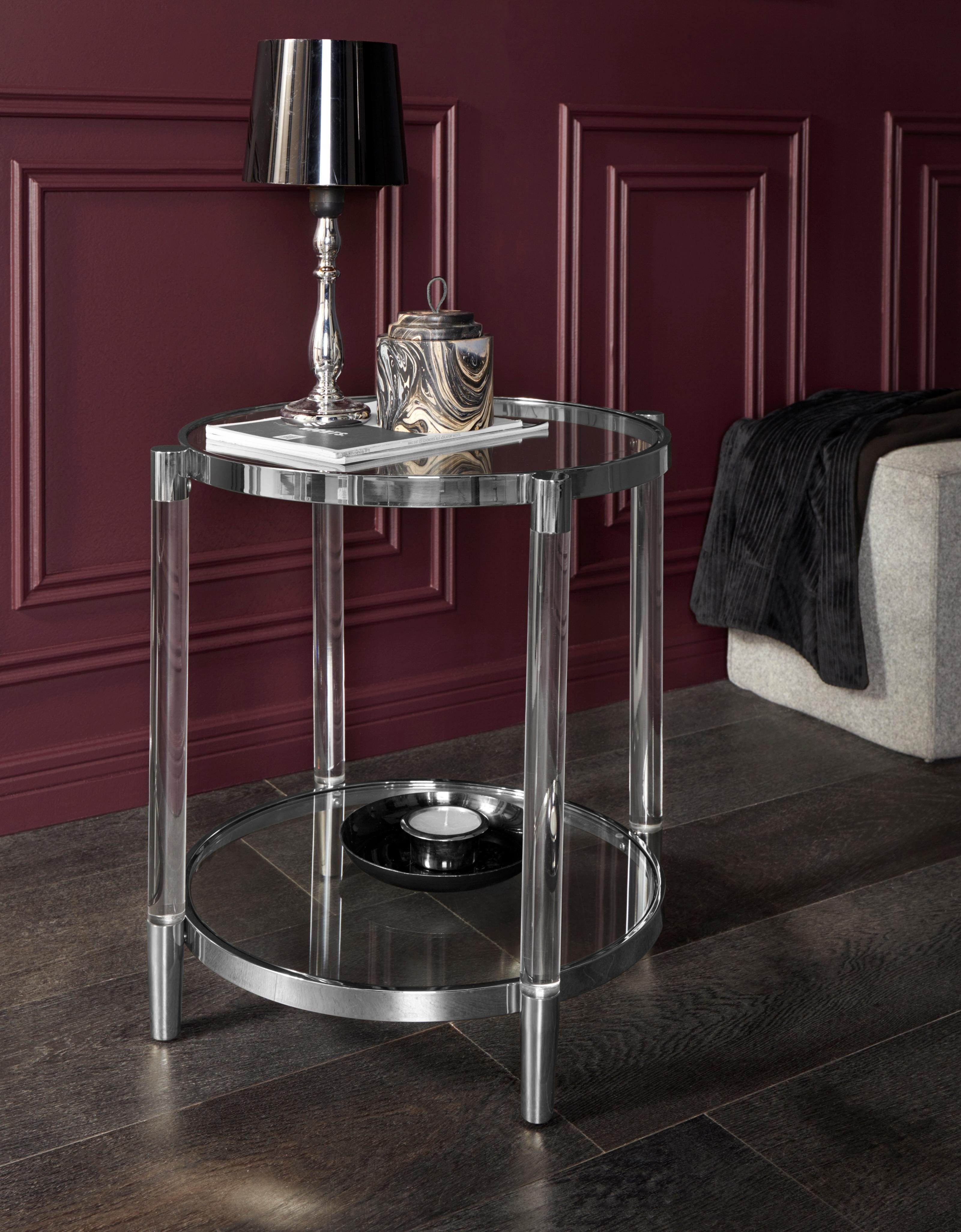 Leonique Beistelltisch Ceadda, mit Metallbeinen und einer Glastischplatte, in 2 Farben, Breite 61 cm