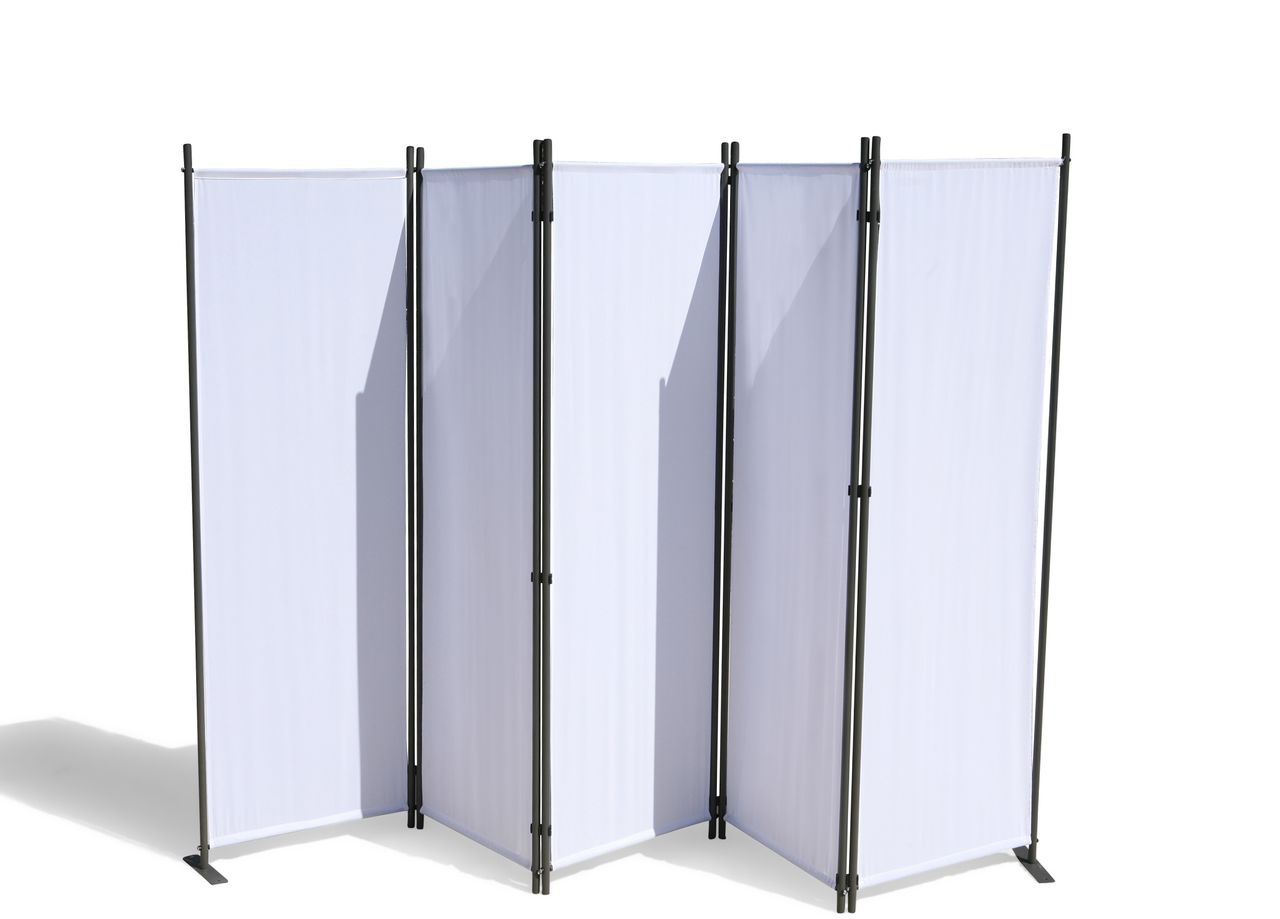 Grasekamp Paravent 5 teilig Weiss 268 x 167 cm Raumteiler Trennwand Sichtschutz