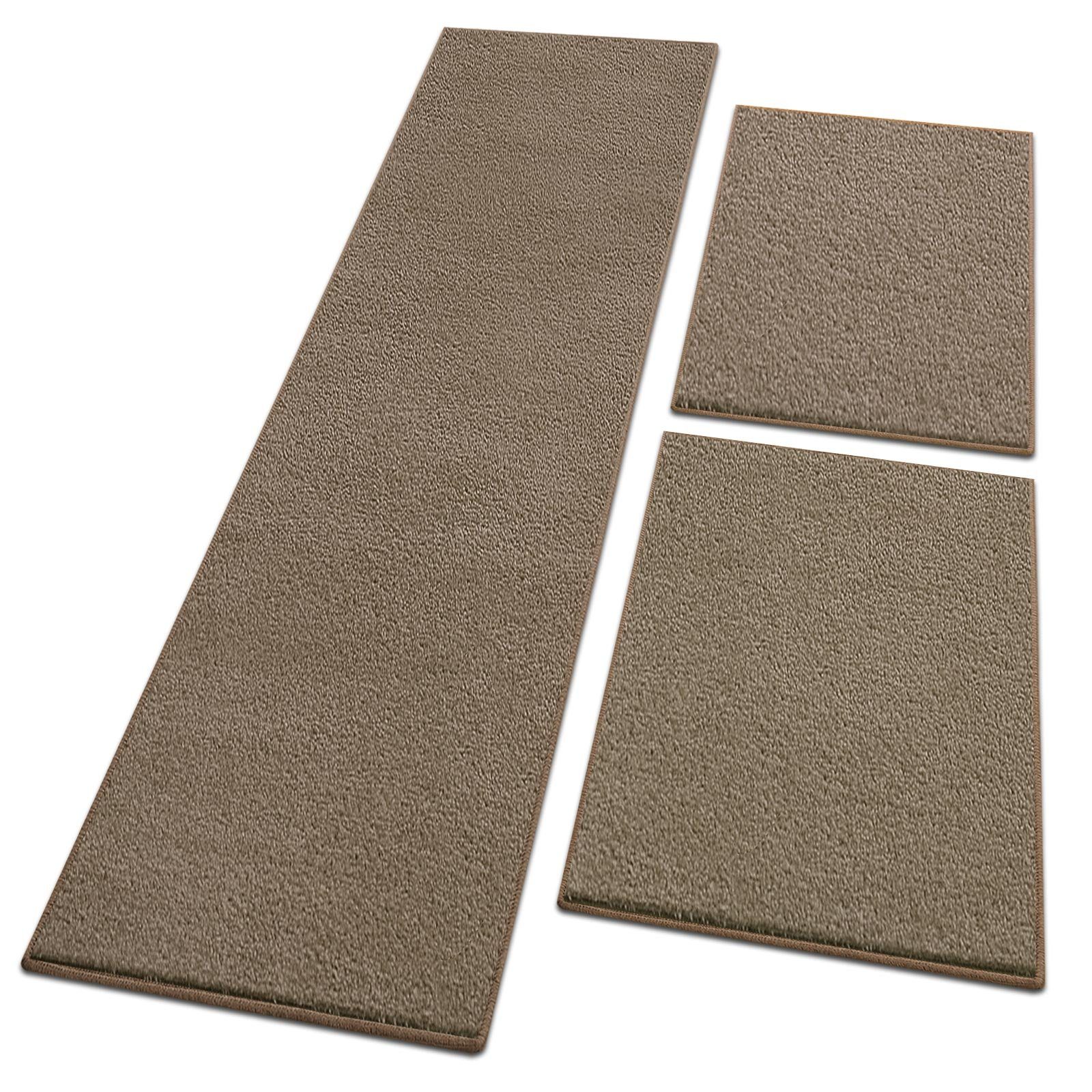Hochflor-Bettumrandung Dynasty Hellbraun, 3 Größen, Teppichläufer, ideal im Schlafzimmer Floordirekt, Höhe 8.5 mm, (3-tlg), Velours