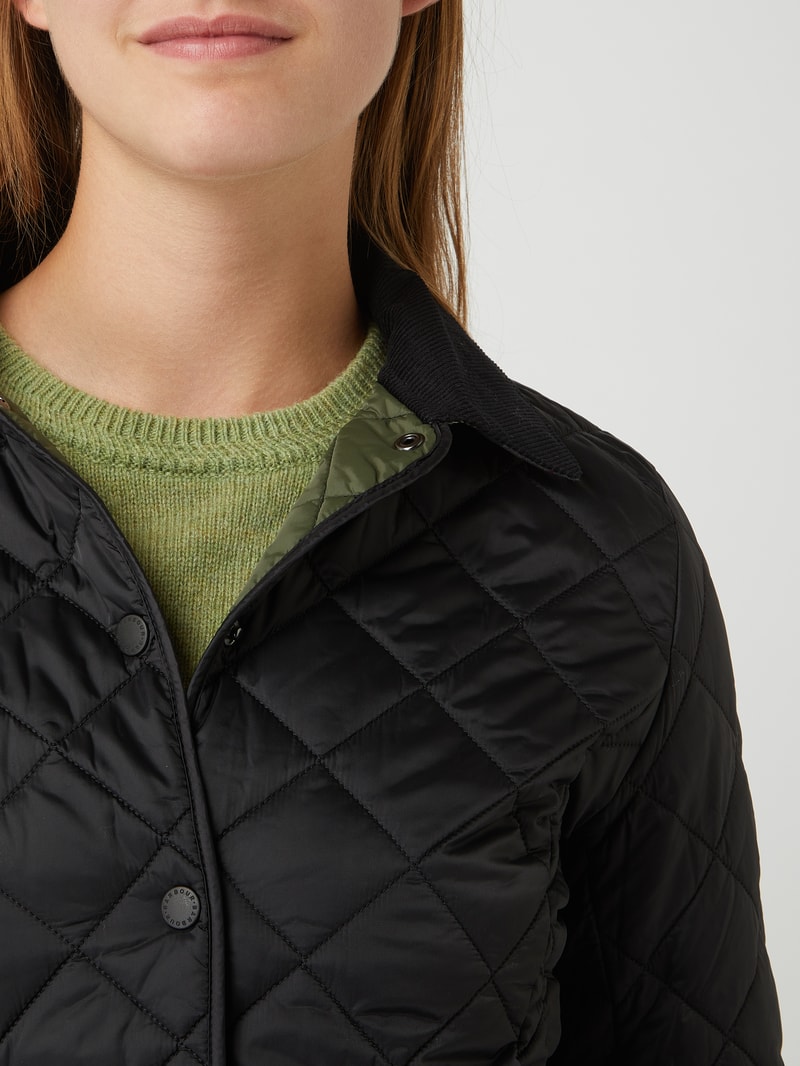 Steppjacke mit Cordkragen Modell 'Deveron' in schwarz