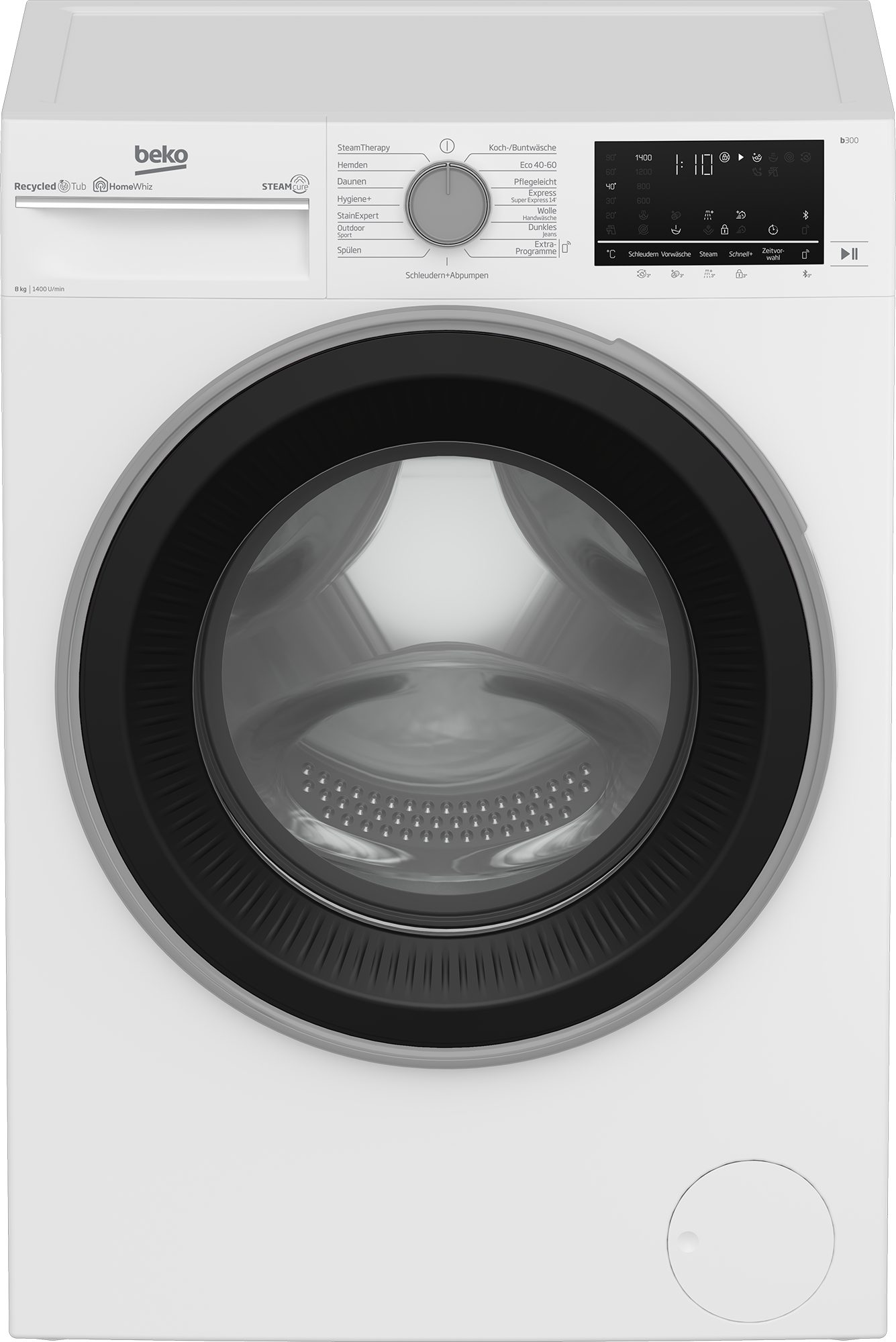 BEKO Waschmaschine b300 B3WFU58415W1, 8 kg, 1400 U/min, SteamCure - 99% allergenfrei