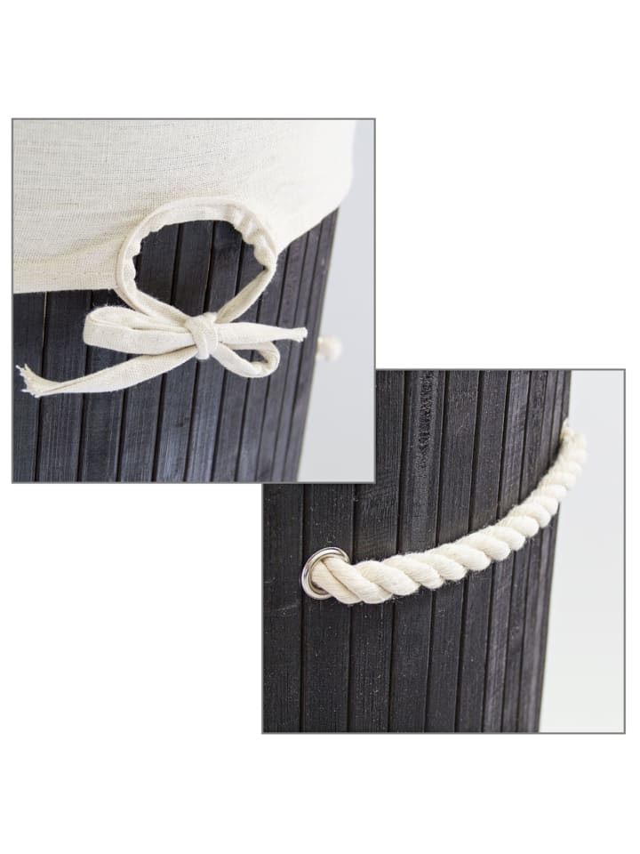 relaxdays Wäschekorb in Schwarz - (H)65 x Ø41 cm günstig kaufen onesize