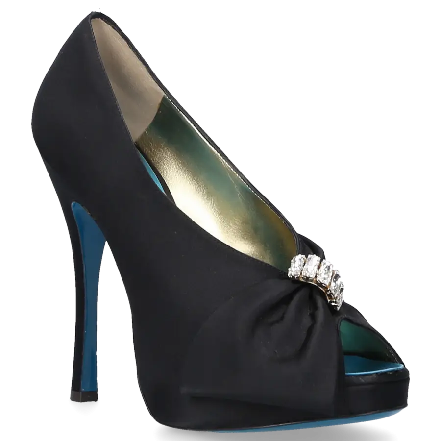 Dsquared2 - Peeptoes Kalbsleder Satin Kristallverzierung schwarz - schwarz
