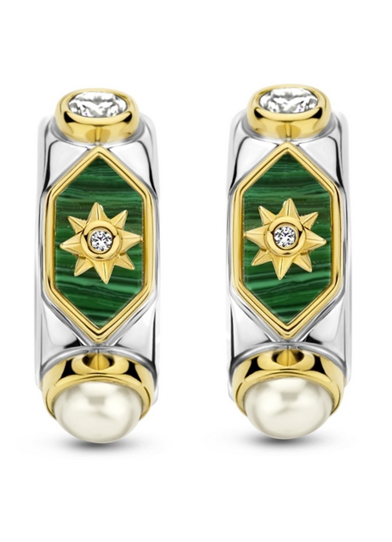 TI SENTO - Milano Silver earrings with malachite and pearl 7946MA_H