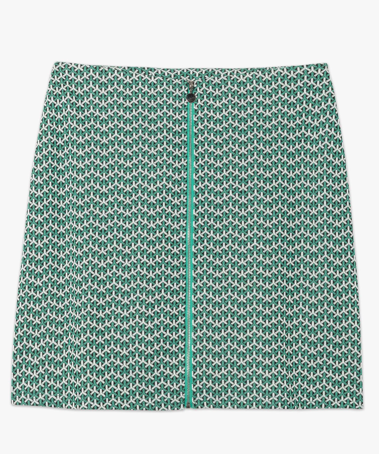 Jupe femme à motifs graphiques et fermeture zippée devant vert | GEMO