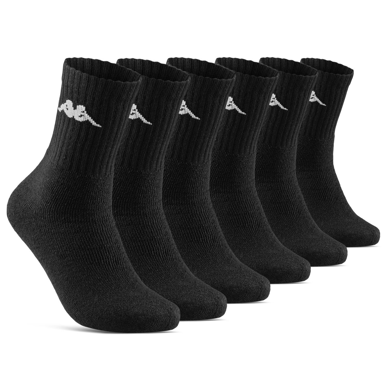 sockenkauf24 Sportsocken 6 oder 12 Paar KAPPA Socken Herren & Damen Sportsocken (Schwarz, 6-Paar, 39-42) Arbeitssocken Baumwolle WP
