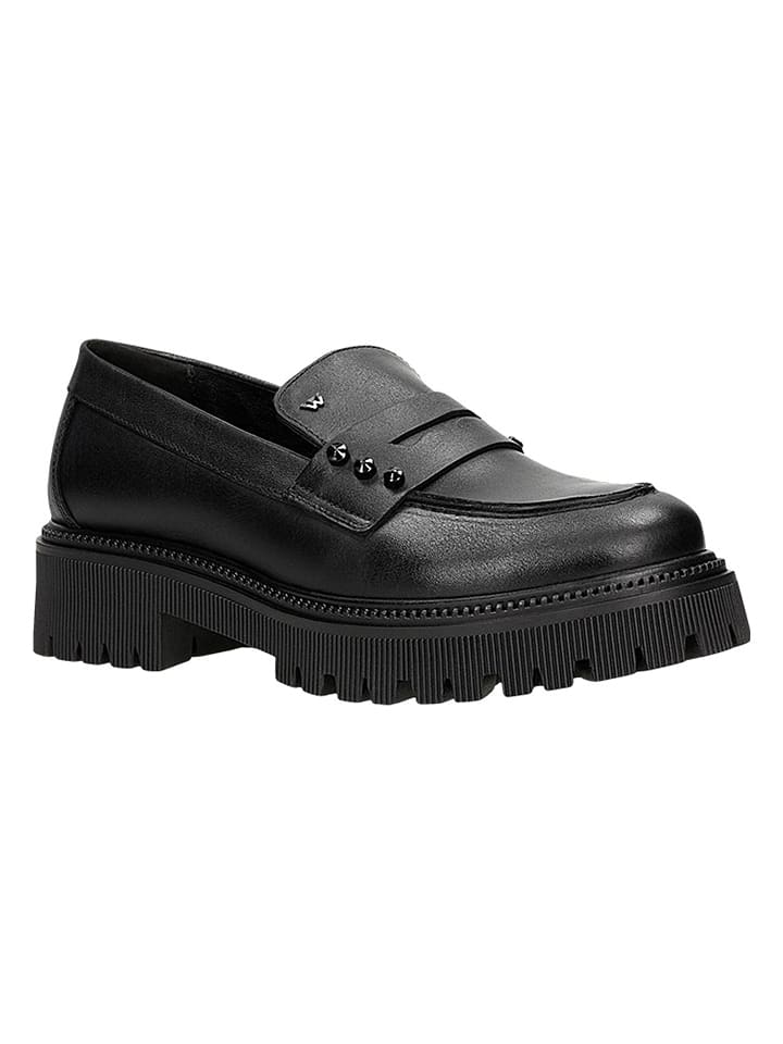 Wojas Leder-Mokassins in Schwarz günstig kaufen
