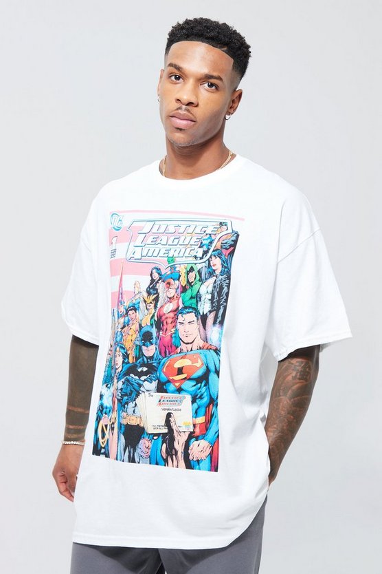 Oversize T-Shirt mit Marvel Justice League Print