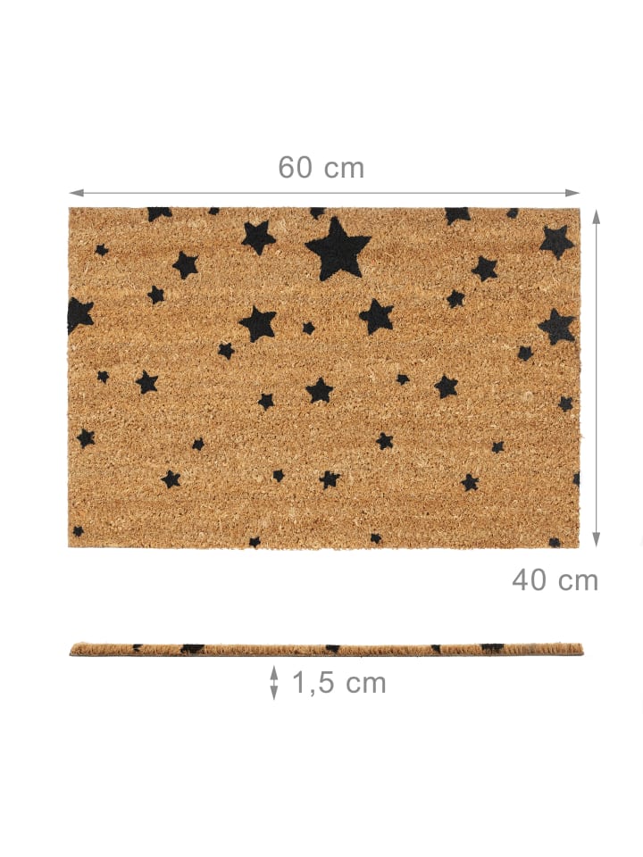 relaxdays Fußmatte Sterne in Schwarz - (B)60 x (T)40 cm günstig kaufen onesize