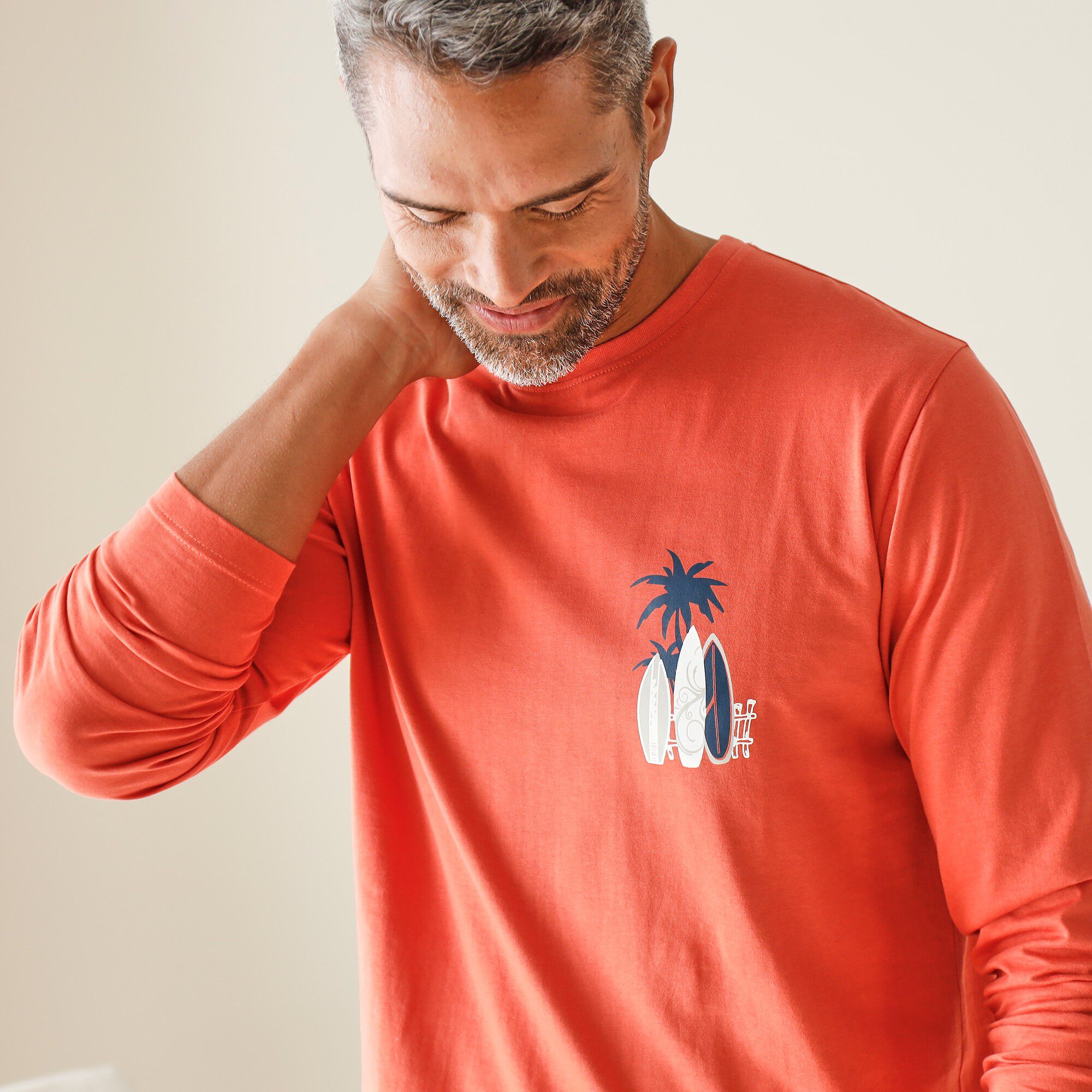 Tee-shirt pyjama manches longues motif surf