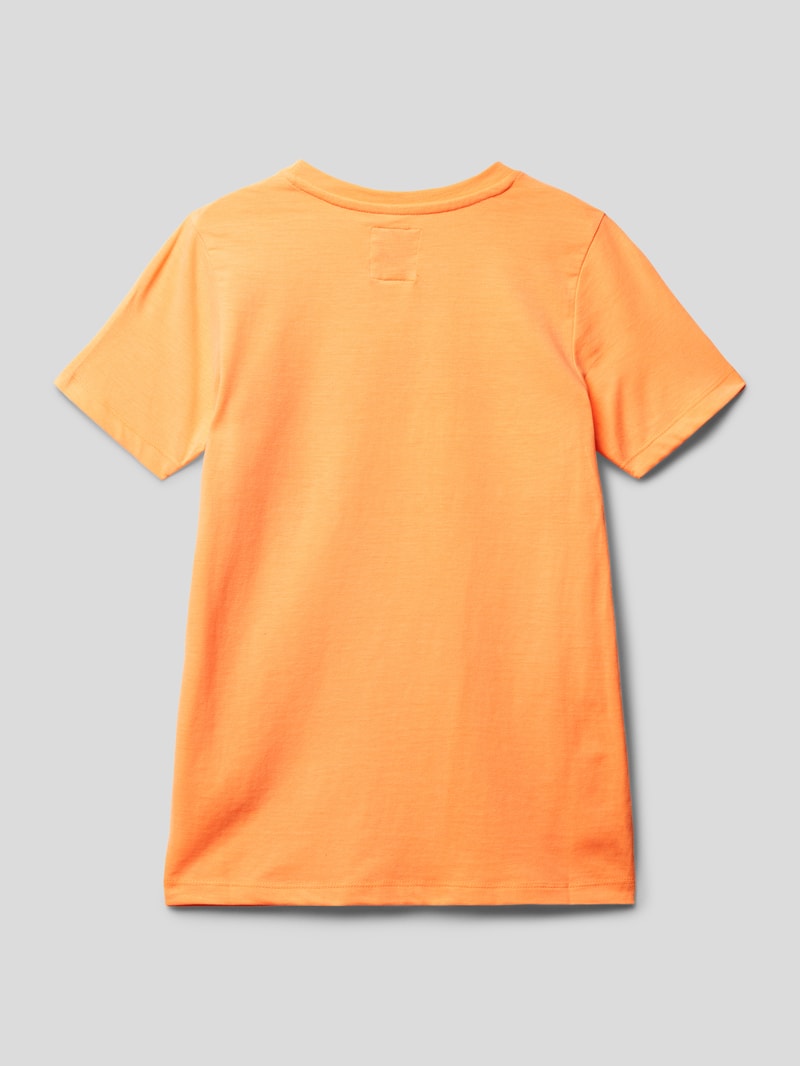 T-Shirt mit Label-Print in neon orange