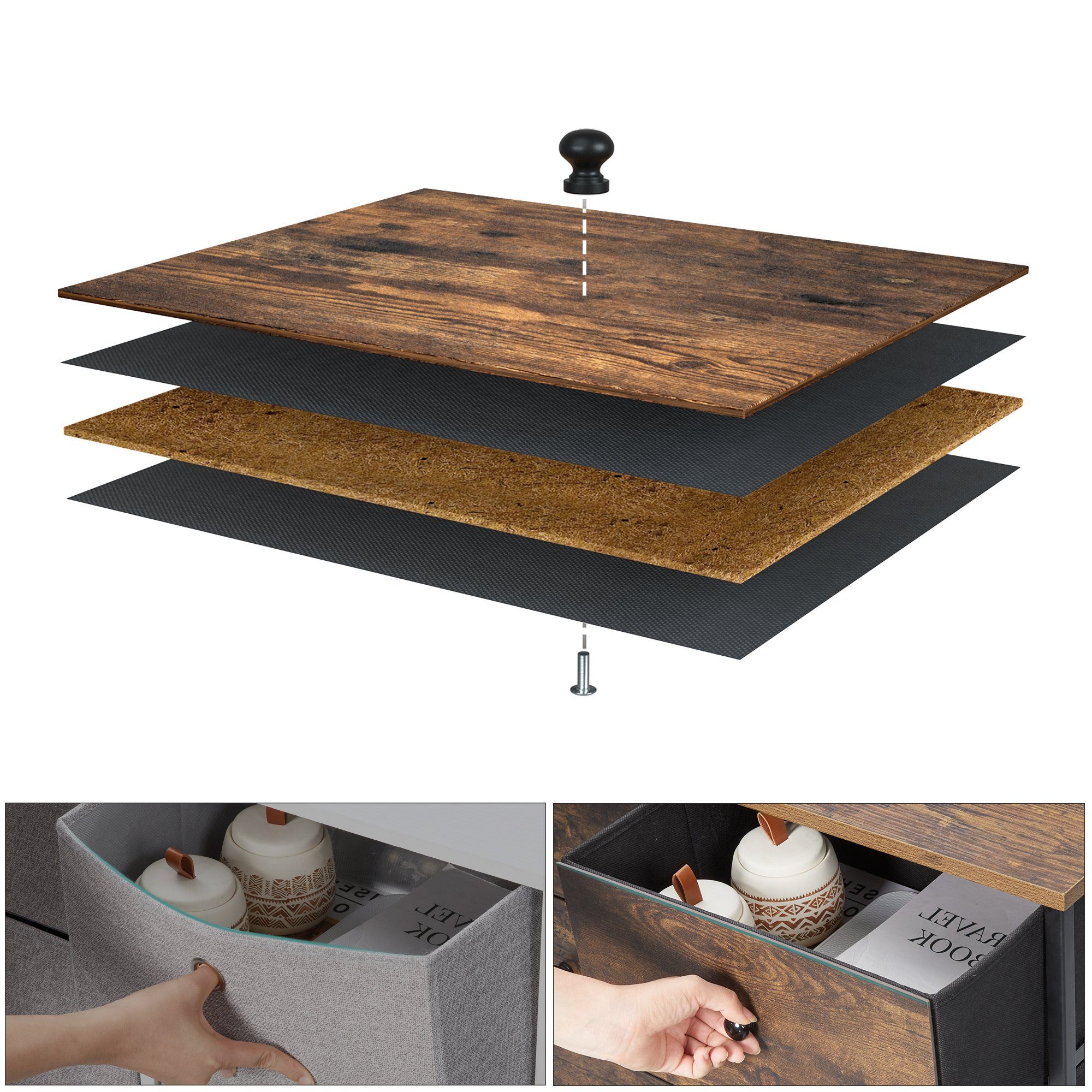 SONGMICS Kommode, Stoffschubalden, Industrie-Design