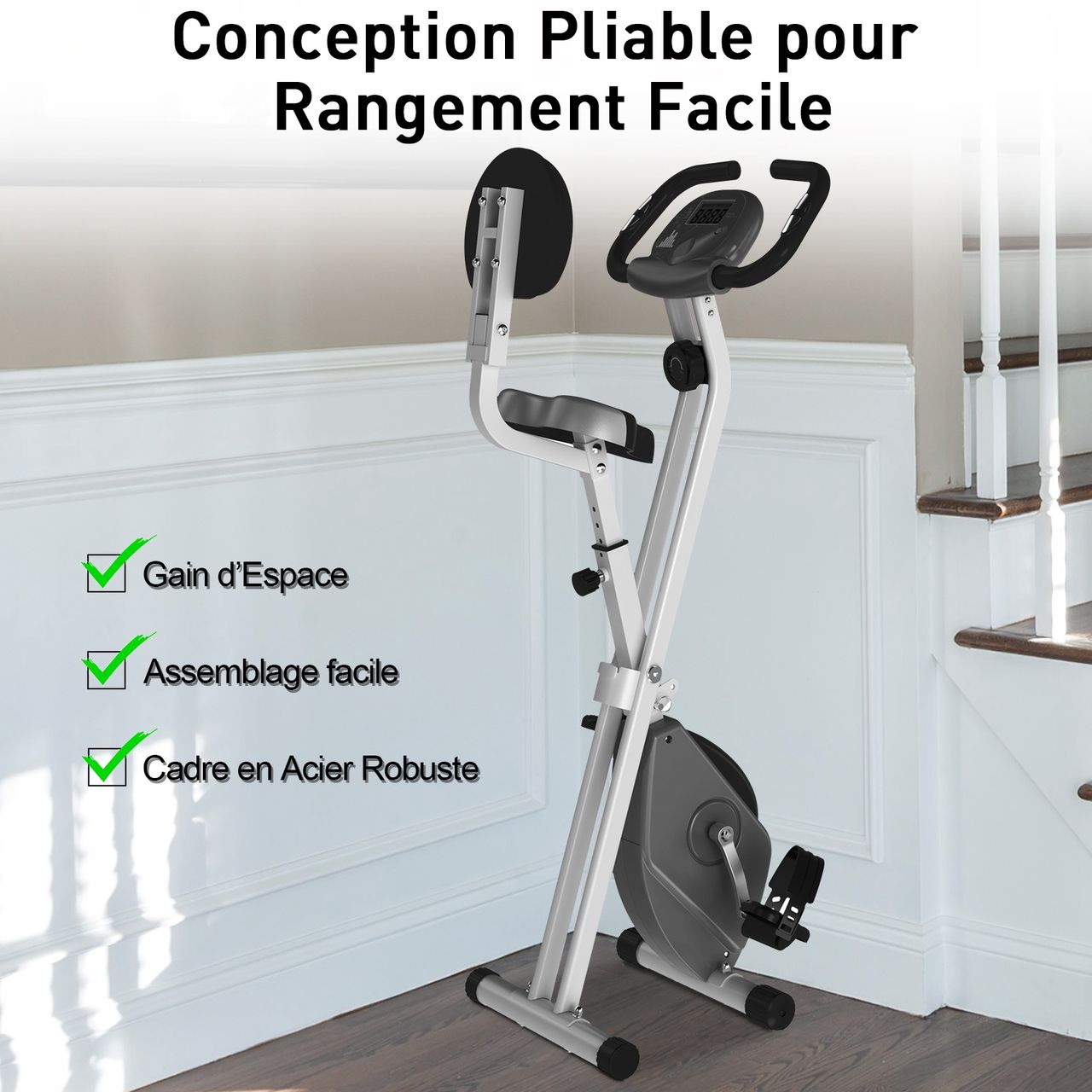 HOMCOM Heimtrainer F-Bike Fahrradtrainer mit 8 stufig Magnetwiderstand Schwarz
