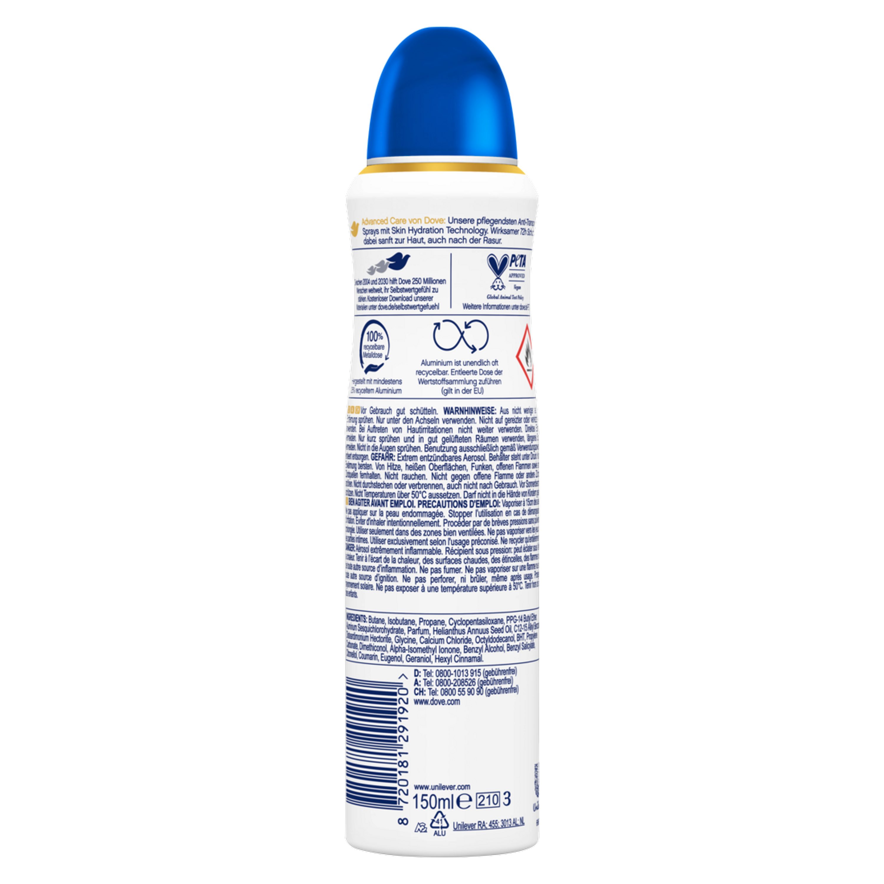 DOVE Deo-Set Dove Advanced Care Anti-Transpirant Deo-Spray Original 6x 150ml