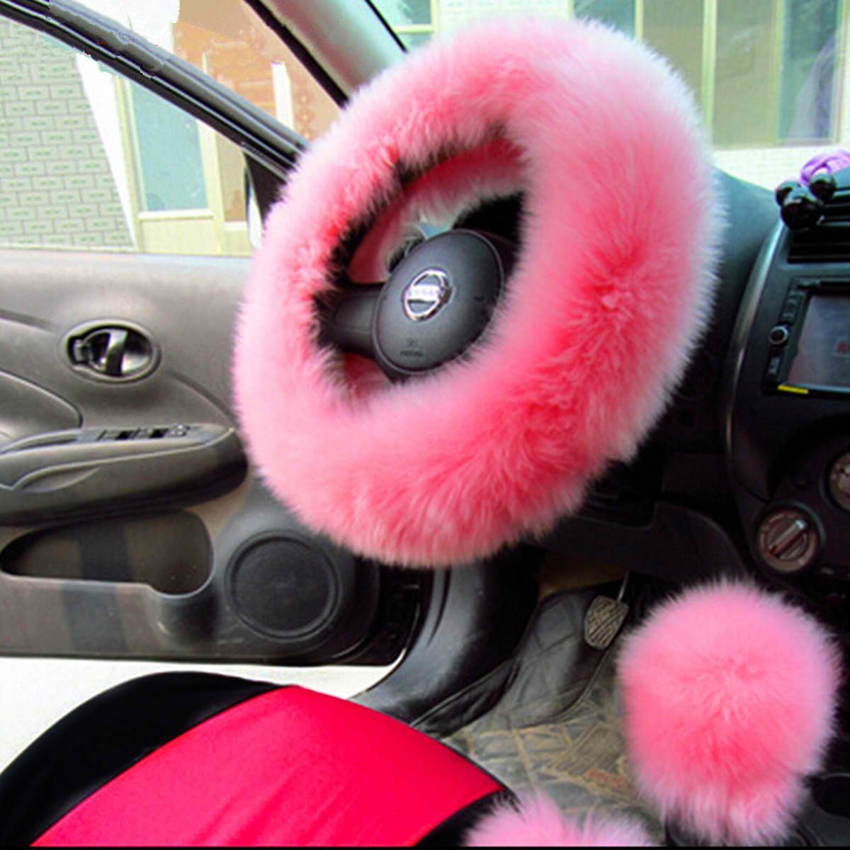 AUDEW Lenkradbezug AUDEW Lenkrad-Plüschbezug: Luxus für Ihr Fahrerlebnis!, (1-tlg), Großer Plüsch in heißem Pink, wärmend, warmer Lenkradbezug