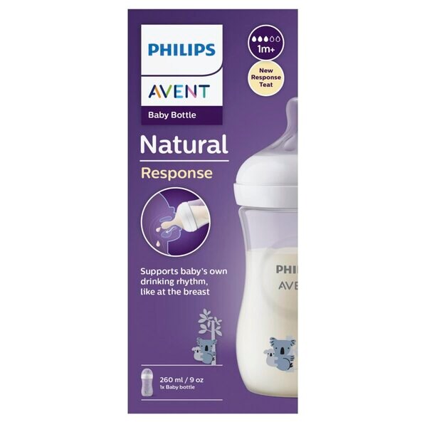 Philips Avent Natural Response SCY903/67 Koala cumisüveg 1 m-es, természetes szopóreflexes cumival, 260 ml