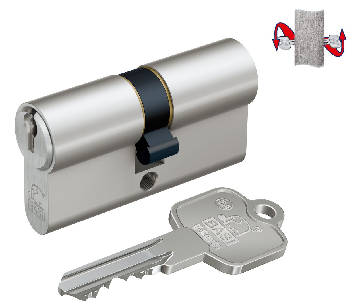 Basi Profil-Doppelzylinder - V50 40/40 mm - Gleichschließend Nr. 10 - Not- und Gefahrenfunktion
