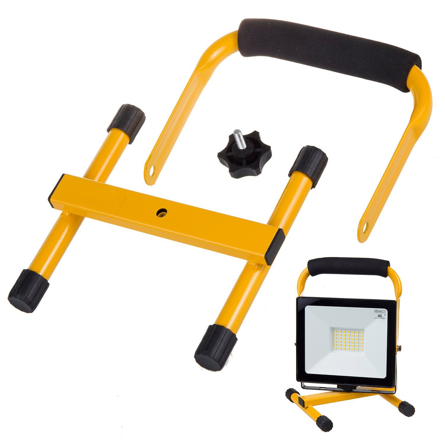 Maclean Baustrahler, LED Baustrahler 50W mit Bodenarbeitsstativ