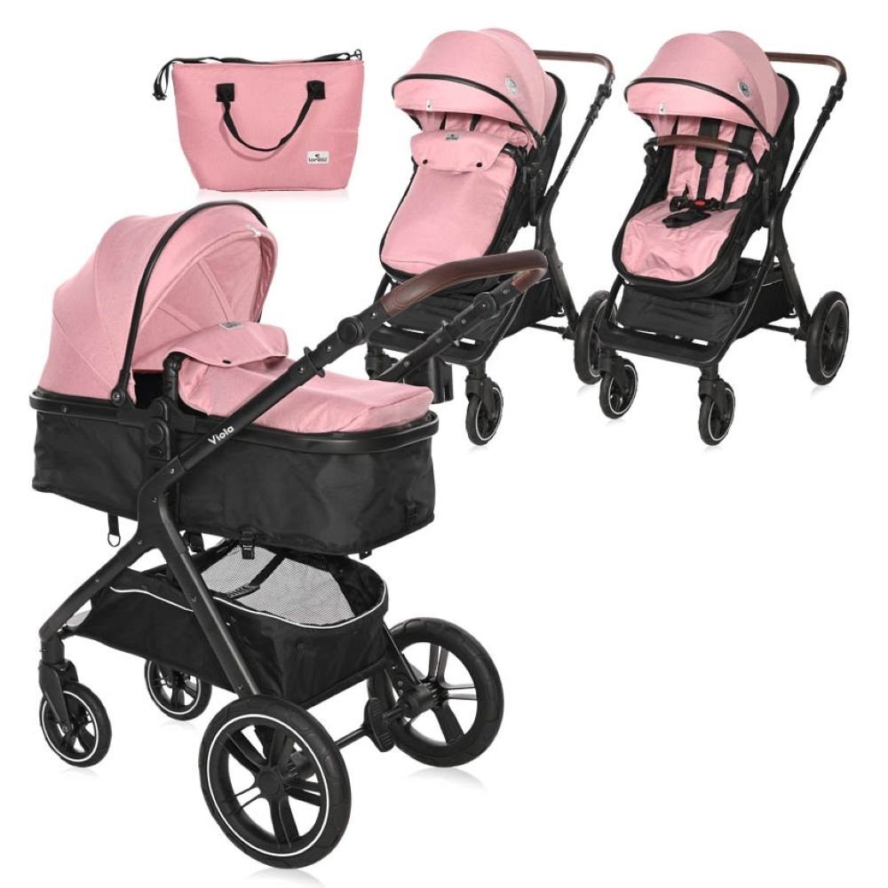 Lorelli Kombi-Kinderwagen Kombikinderwagen 2 in 1 Viola, bis 22 kg, Sportsitz umbaubar Wickeltasche