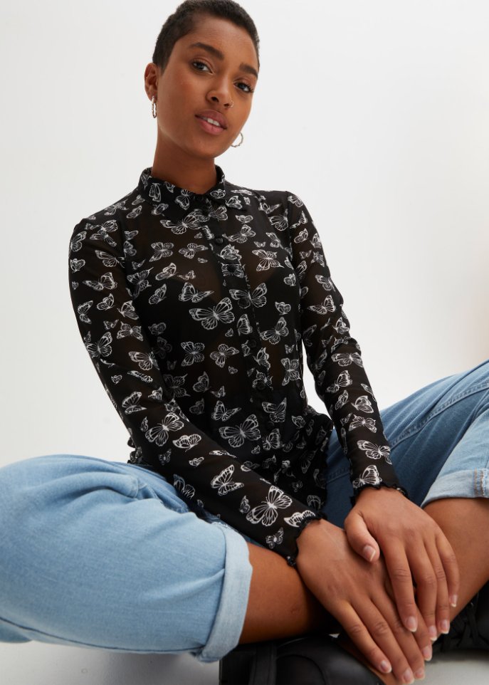 Mesh-Shirtbluse