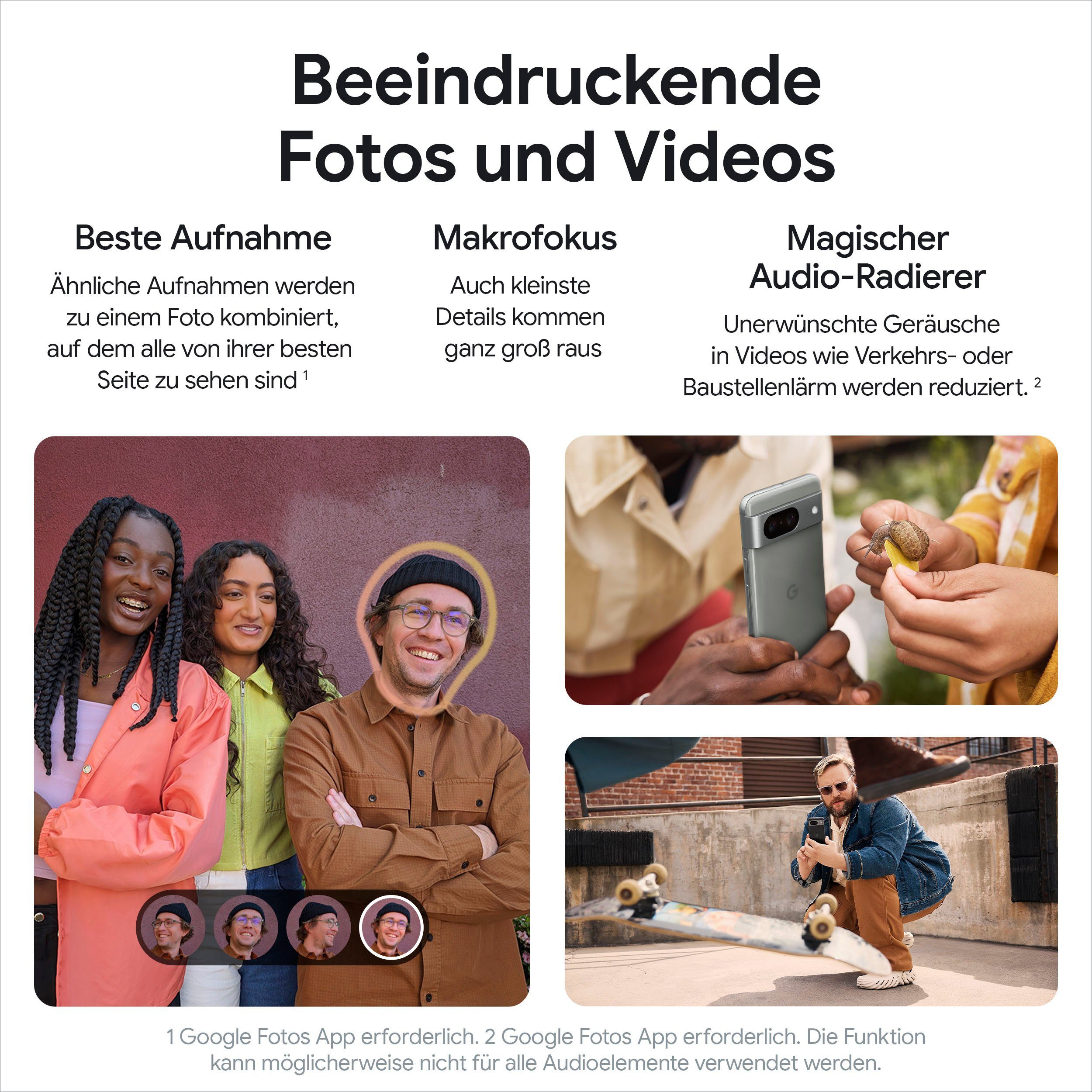 Google Pixel 8, 128GB Smartphone (15,7 cm/6,2 Zoll, 128 GB Speicherplatz, 50 MP Kamera)