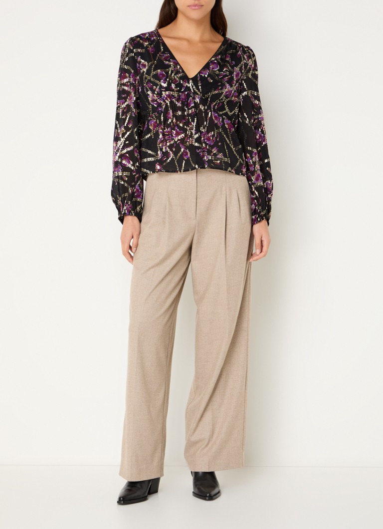 ba&sh Divine top in silk blend with print and lurex