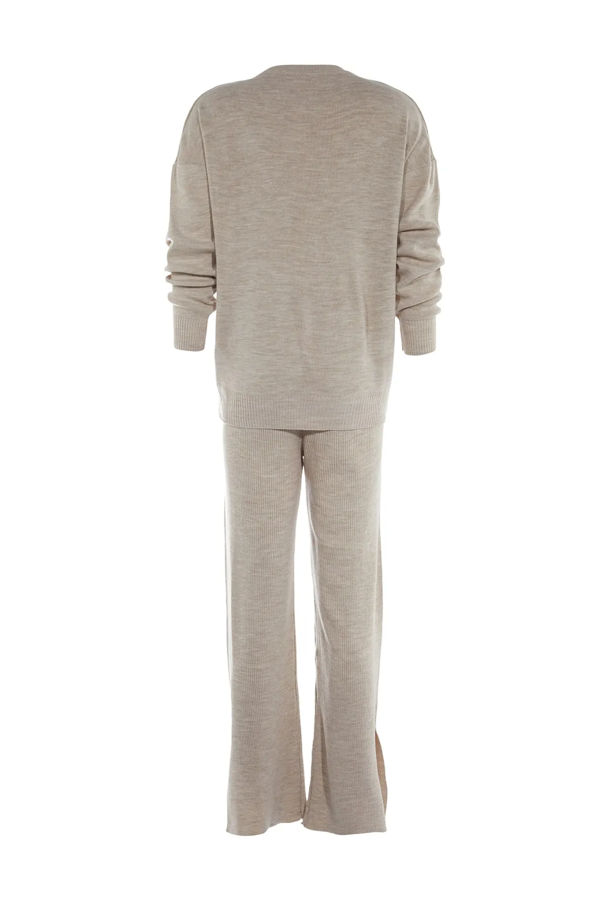 Trendyol Collection  Beige Wide Fit Basic-Hose Strickoberteil und -unterteil-Set TWOAW22AU0040