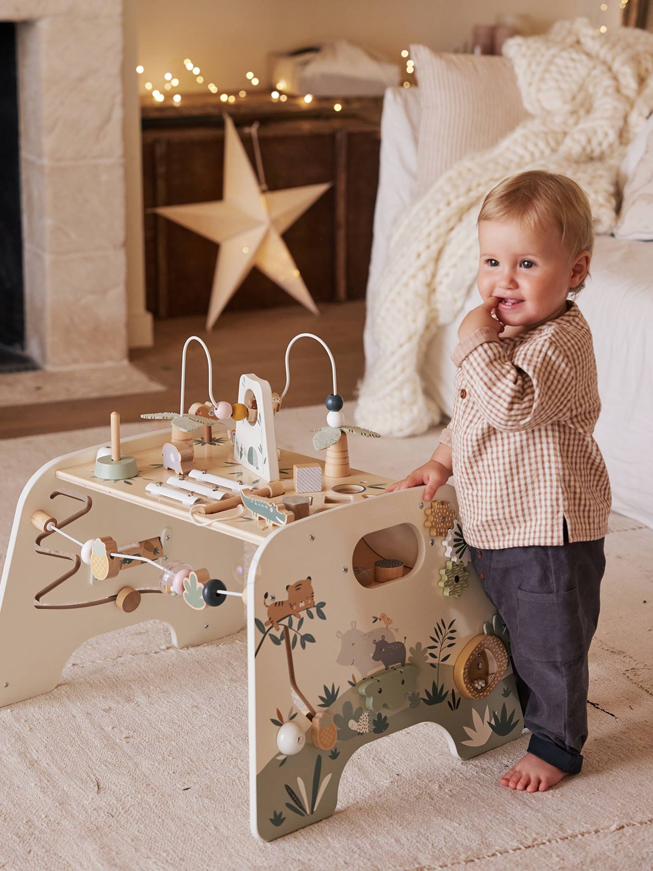 Vertbaudet Mitwachsender Baby Activity-Tisch TANSANIA, Holz FSC - natur