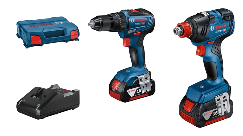 Bosch Blue 06019J2208 Combipack GSB 18V-55 akumulatorowa wiertarka udarowa + GDX 18V-200 akumulatorowa wkrętarka udarowa 18 V 4,0 Ah w walizce L