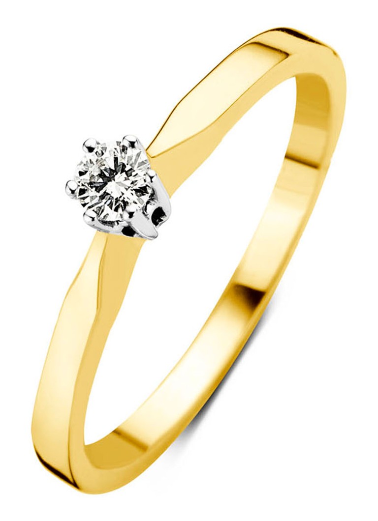 Diamond Point Keltakultainen solitaire-sormus laboratoriossa kasvatettu timantti, 0,06 karaatin timantti. 0,06 karaatin timantti. Laboratoriossa kasvatettu timantti.