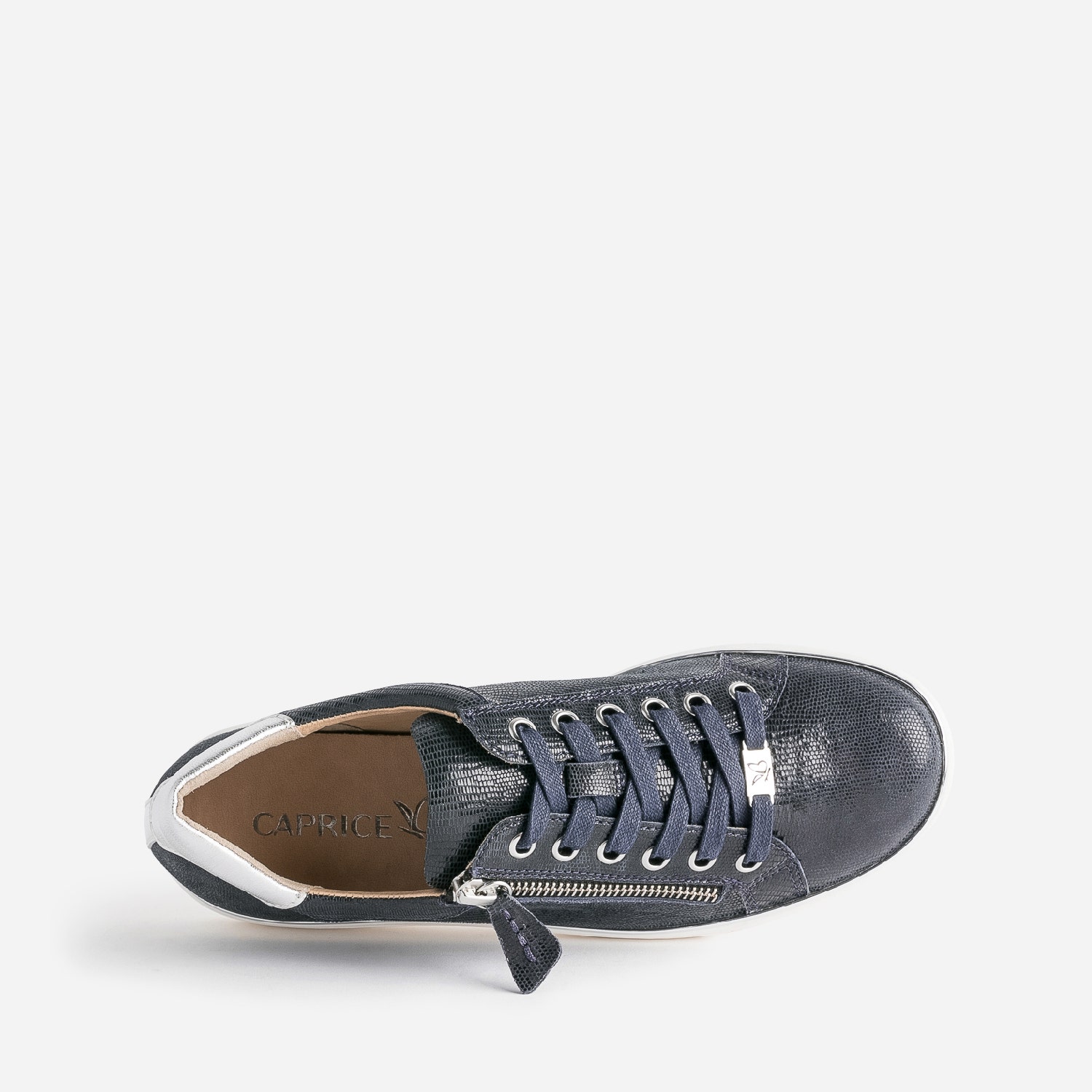 Tennis CAPRICE marine en cuir fantaisie