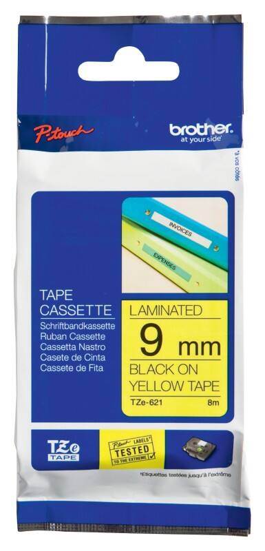 Brother P-touch Beschriftungsband Authentisch TZe-621 TZe-621 Selbsthaftend Schwarz auf Gelb 9 mm x 8 m
